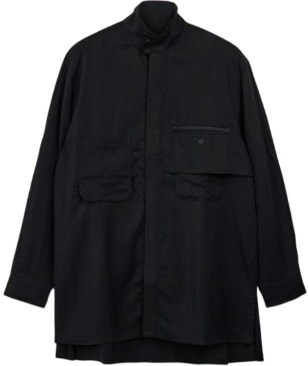 y-3-solid-color-stand-collar-asymmetric-pocket-button-jacket-black-iw-7465