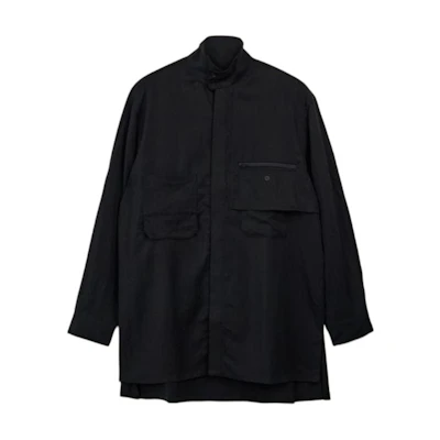 Y-3 Solid Color Stand Collar Asymmetric Pocket Button Jacket Black IW7465