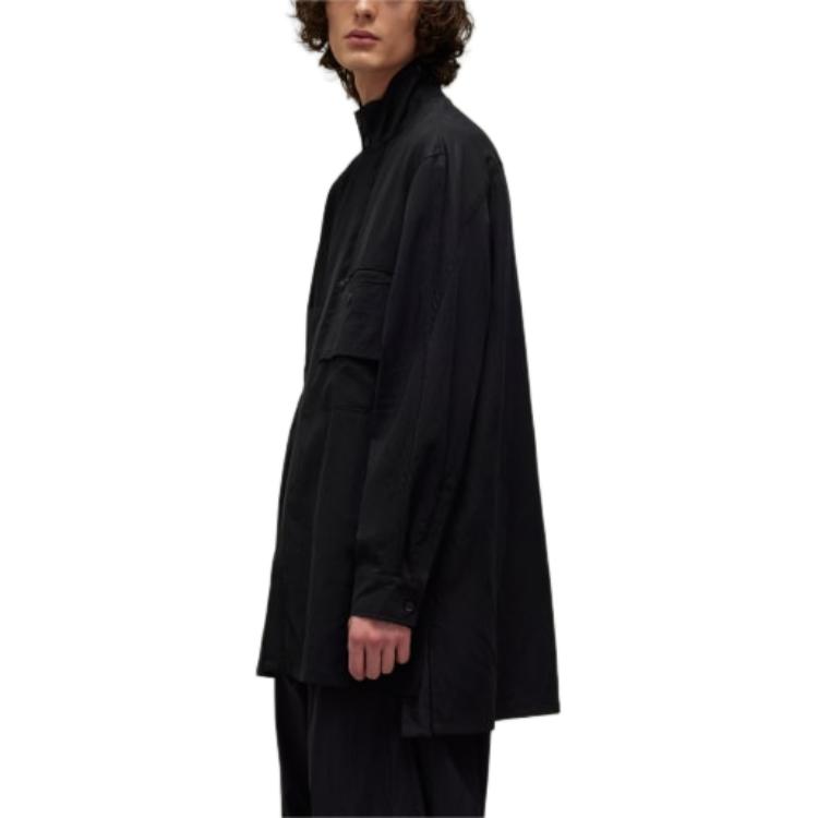 Details for Y-3 Solid Color Stand Collar Asymmetric Pocket Button Jacket Black IW7465