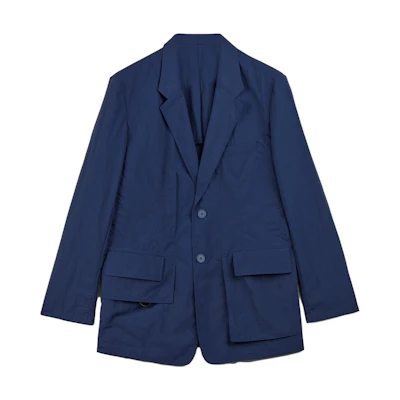Y-3 Solid Color Wrinkled Button Blazer Unisex Tech Indigo IA1441