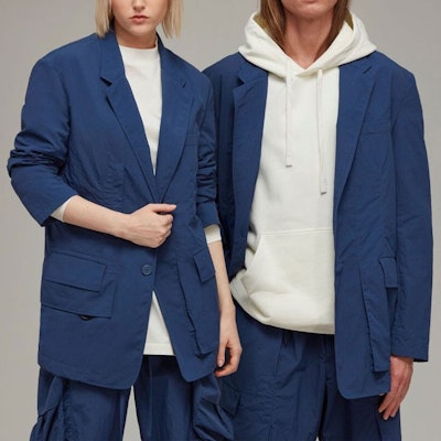 Y-3 Solid Color Wrinkled Button Blazer Unisex Tech Indigo IA1441 Lookbook Y-3 Solid Color Wrinkled Button Blazer Unisex Tech Indigo IA1441