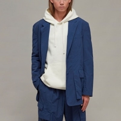 Y-3 Solid Color Wrinkled Button Blazer Unisex Tech Indigo IA1441 Purchase Y-3 Solid Color Wrinkled Button Blazer Unisex Tech Indigo IA1441