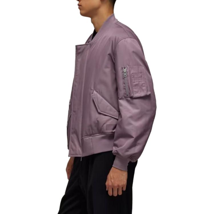 Shop Y-3 Solid Color Zip-Up High Neck Jacket Unisex Light Purple IP7934