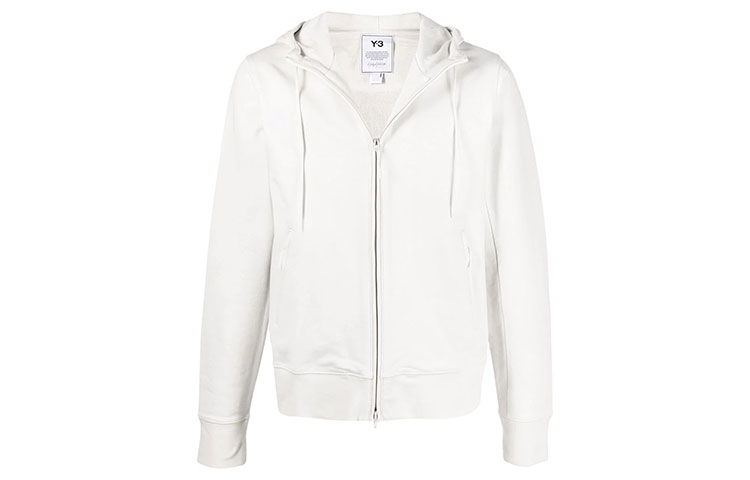 Y-3 Solid Color Zip Cotton Sweatshirt White HG6220