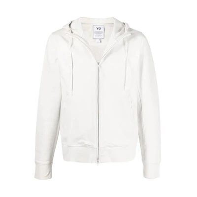 Y-3 Solid Color Zip Cotton Sweatshirt White HG6220