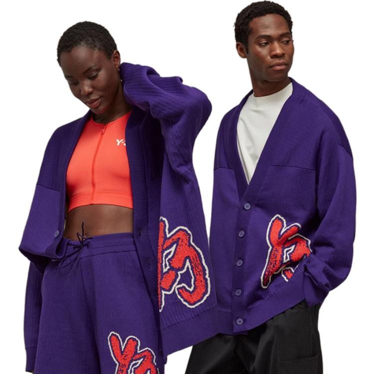 Lookbook Kardigan Knit Logo Y-3 Unisex Biru Tua. IA3111