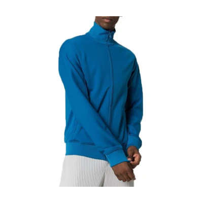 Y-3 Solid Logo Print Zip-Up Jacket Unisex Blue Long Sleeve FJ0349
