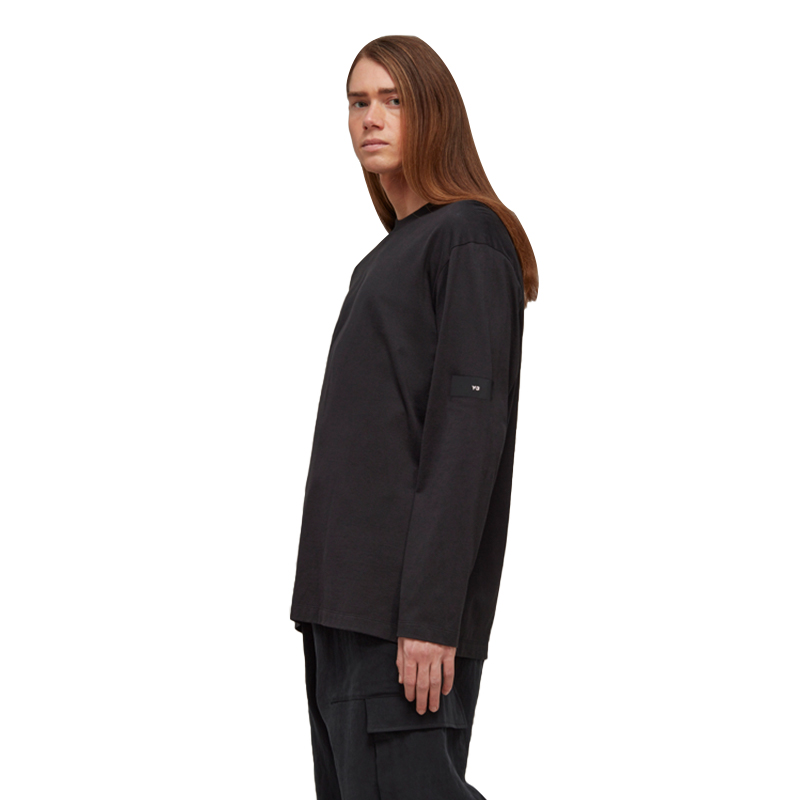 Lookbook Y-3 Solid Oversized Crewneck Pullover Lengan Panjang Unisex Hitam. H44788