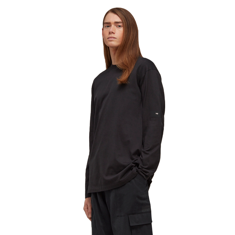 Shop Y-3 Solid Oversized Crewneck Pullover Lengan Panjang Unisex Hitam. H44788