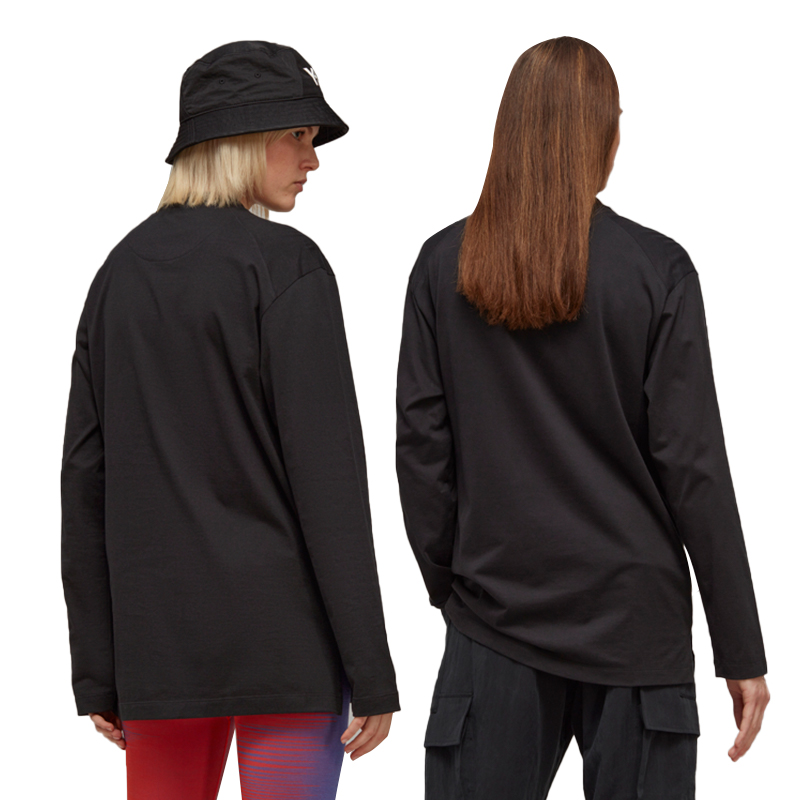 Details for Y-3 Solid Oversized Crewneck Pullover Lengan Panjang Unisex Hitam. H44788