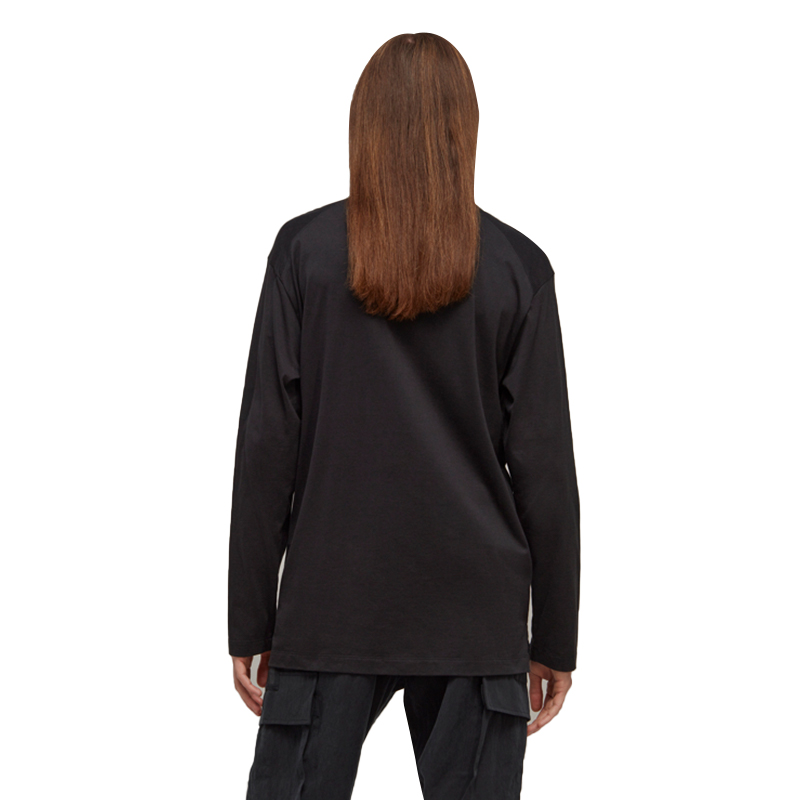 Cheap Y-3 Solid Oversized Crewneck Pullover Lengan Panjang Unisex Hitam. H44788