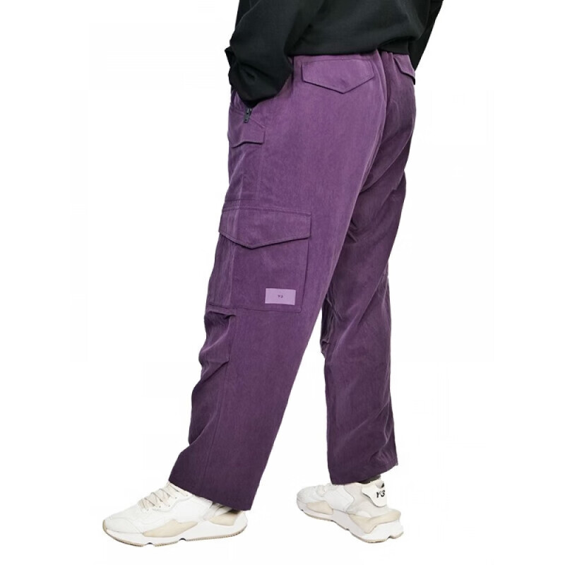 Shop Y-3 솔리드 퍼플 캐주얼 스트레이트 워크웨어 바지 39-IP7946