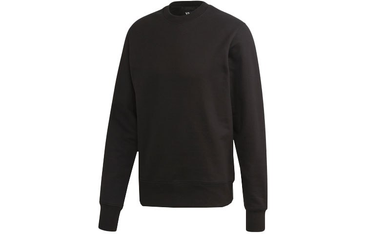 Y-3 SS21 Black Crewneck Sweatshirt with Minimal Letter Design FN3371