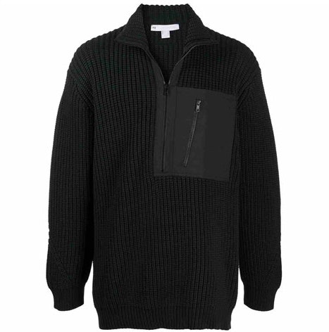y-3-ss-21-black-half-zip-knit-cardigan-sweater-unisex-gk-4799