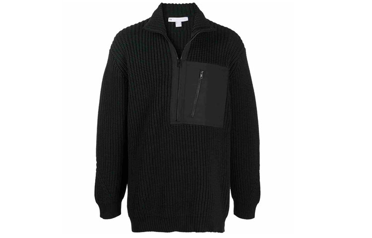 Order Y-3 SS21 Cárdigan de Punto Negro Unisex con Media Cremallera. GK4799