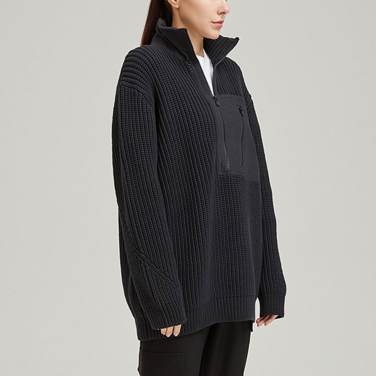 Details for Y-3 SS21 Cárdigan de Punto Negro Unisex con Media Cremallera. GK4799