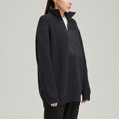 Y-3 SS21 Cárdigan de Punto Negro Unisex con Media Cremallera. GK4799 Details for Y-3 SS21 Cárdigan de Punto Negro Unisex con Media Cremallera. GK4799