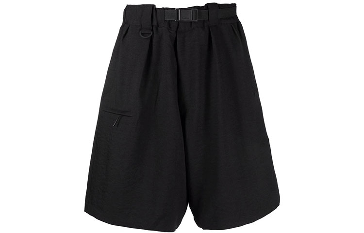Y-3 SS21 Black Wide-Leg Knee-Length Bermuda Shorts HG8600