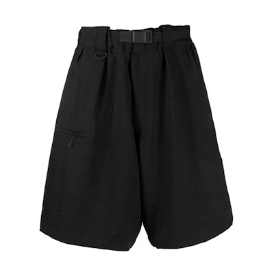 Y-3 SS21 Black Wide-Leg Knee-Length Bermuda Shorts HG8600