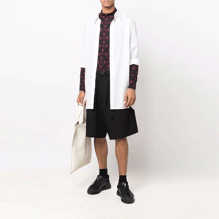 Lookbook Y-3 SS21 Black Wide-Leg Knee-Length Bermuda Shorts HG8600