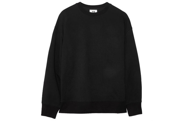 Lookbook Y-3 SS21 Logo Patch 3-Stripes Crewneck Sweatshirt Hitam Lelaki H16333