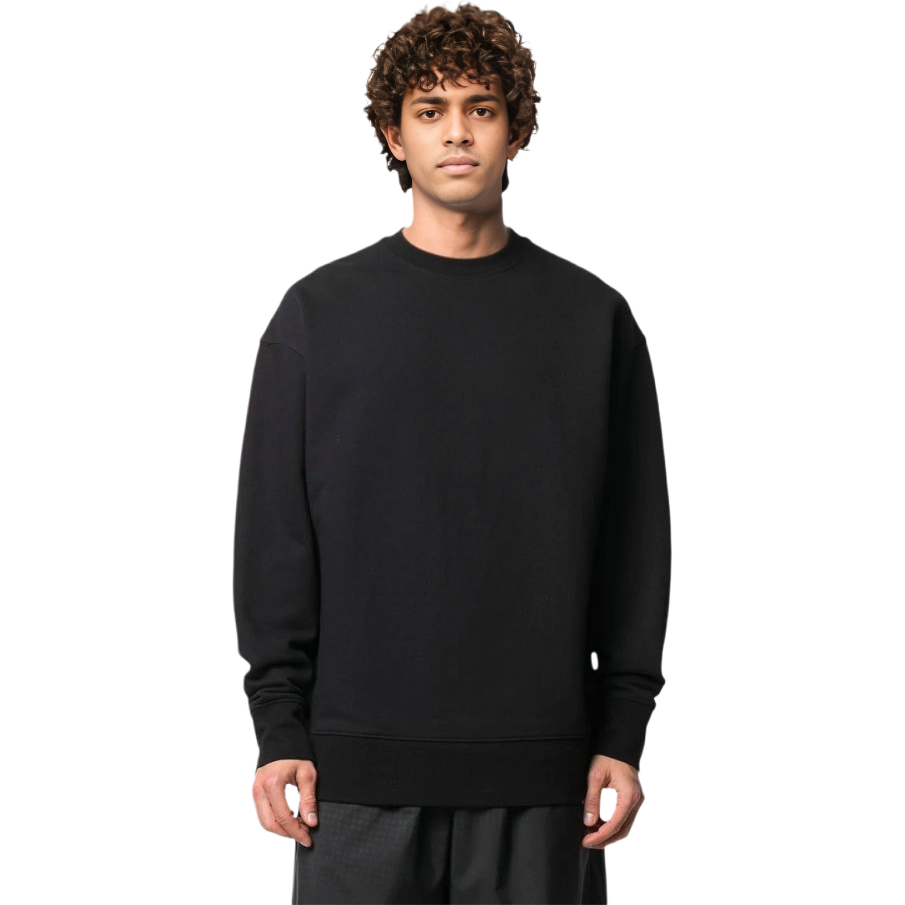 Shop Y-3 SS21 Logo Patch 3-Stripes Crewneck Sweatshirt Hitam Lelaki H16333