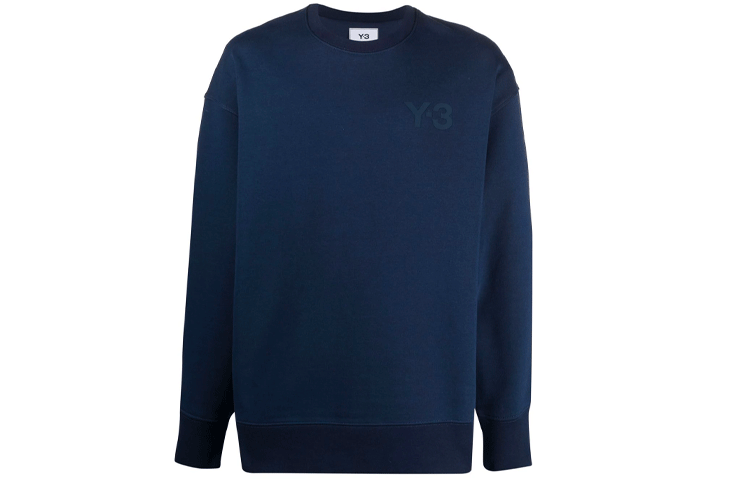 Y-3 SS21 Logo Print Crewneck Sweatshirt Navy Blue - GV4191