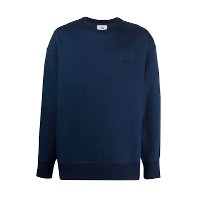 Y-3 SS21 Logo Print Crewneck Sweatshirt Navy Blue - GV4191