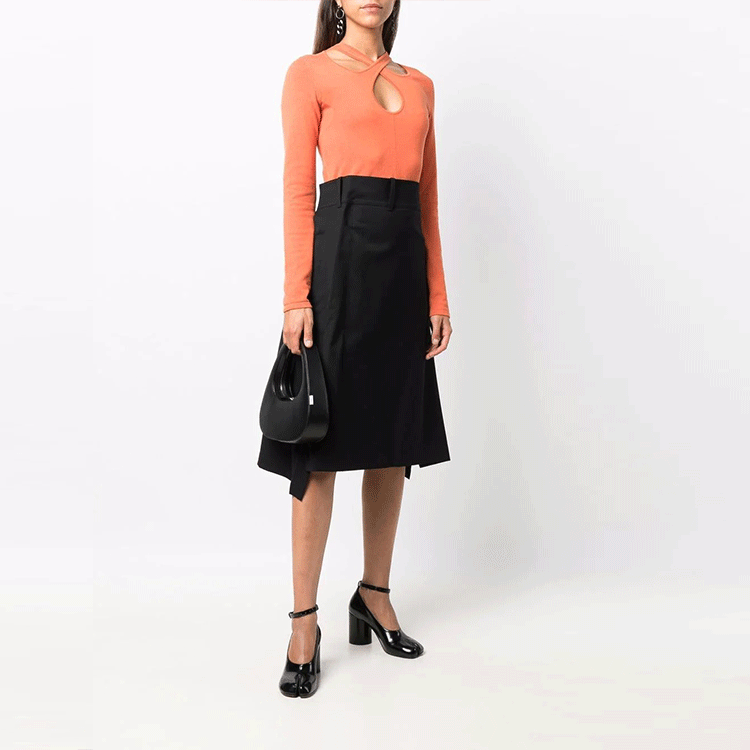 Lookbook Y-3 SS21 Solid Asymmetric Midi Skirt Black HB6331-BLACK