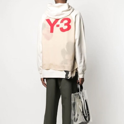 Y-3 SS21 ホワイトフーディー バックロゴプリント入り. GV6090 Details for Y-3 SS21 ホワイトフーディー バックロゴプリント入り. GV6090