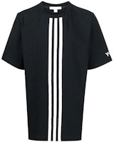 Y-3 SS22 Black Crewneck T-Shirt with Contrasting Stripes. HG6095 Y-3 SS22 Black Crewneck T-Shirt with Contrasting Stripes. HG6095