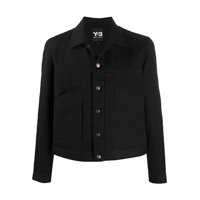 Y-3 SS22 Black Solid Color Utility Workwear Jacket. FP8673