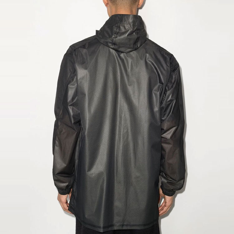 Shop Y-3 SS22 Jaket Windbreaker Zip Logo Timbul Hitam. HG8605