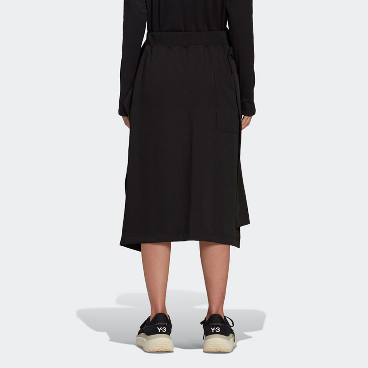 Shop Y-3 SS22 Asymmetric Midi Skirt Solid Black HG8667
