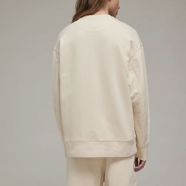 Purchase Y-3 SS22 Beige Logo Print Crewneck Long Sleeve Pullover Sweatshirt HG6215