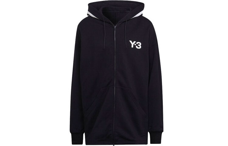 Y-3 SS22 Black Logo Striped Print Hoodie Jacket Long Sleeve for Men HG6072