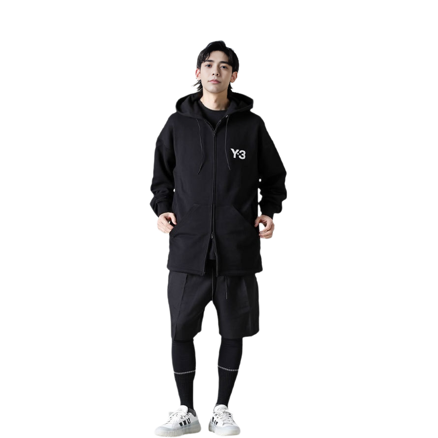 Purchase Y-3 SS22 Black Logo Striped Print Hoodie Jacket Long Sleeve for Men HG6072