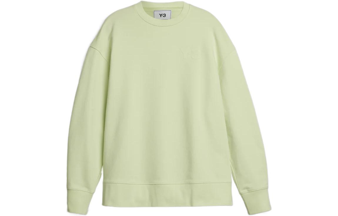Y-3 SS22 Green Crewneck Pullover Long Sleeve Sweatshirt with Logo Print HG6216