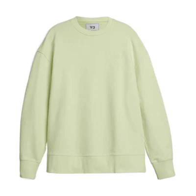 Y-3 SS22 Green Crewneck Pullover Long Sleeve Sweatshirt with Logo Print HG6216