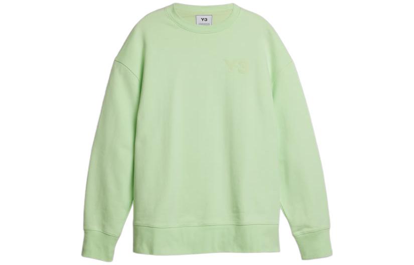 Y-3 SS22 Green Logo Print Crewneck Long Sleeve Pullover for Men HG6214