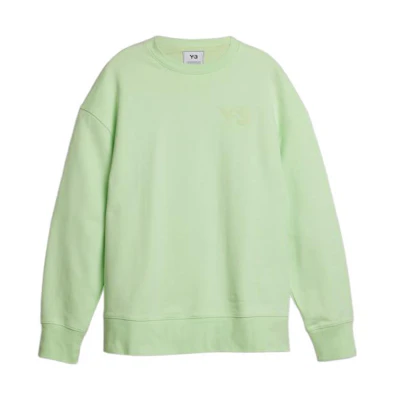 Y-3 SS22 Green Logo Print Crewneck Long Sleeve Pullover for Men HG6214