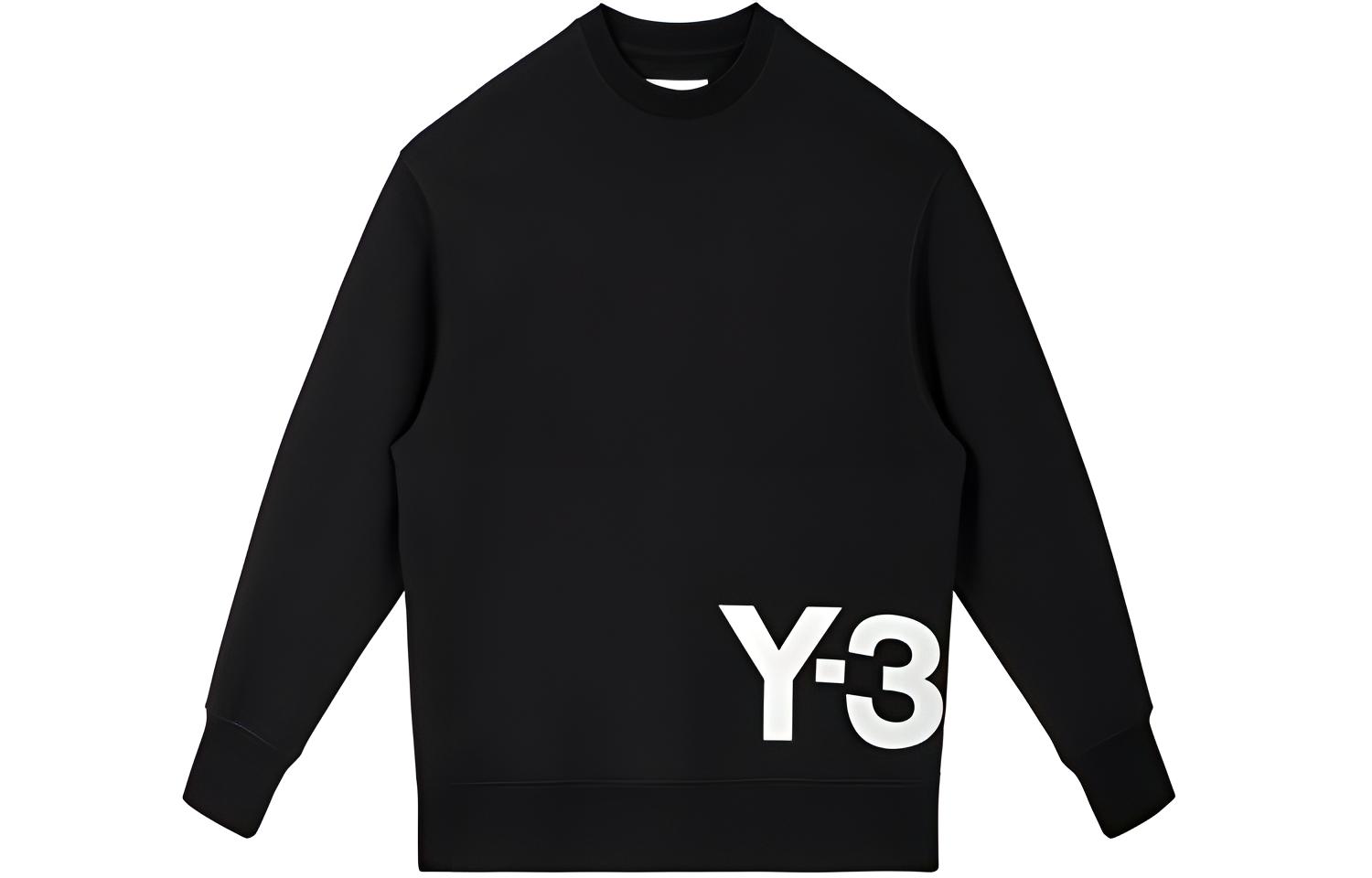 Y-3 SS22 Logo Print Crewneck Pullover Sweatshirt Black Mens HG8799
