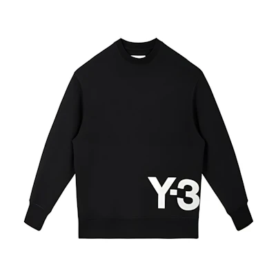 Y-3 SS22 Logo Print Crewneck Pullover Sweatshirt Black Mens HG8799