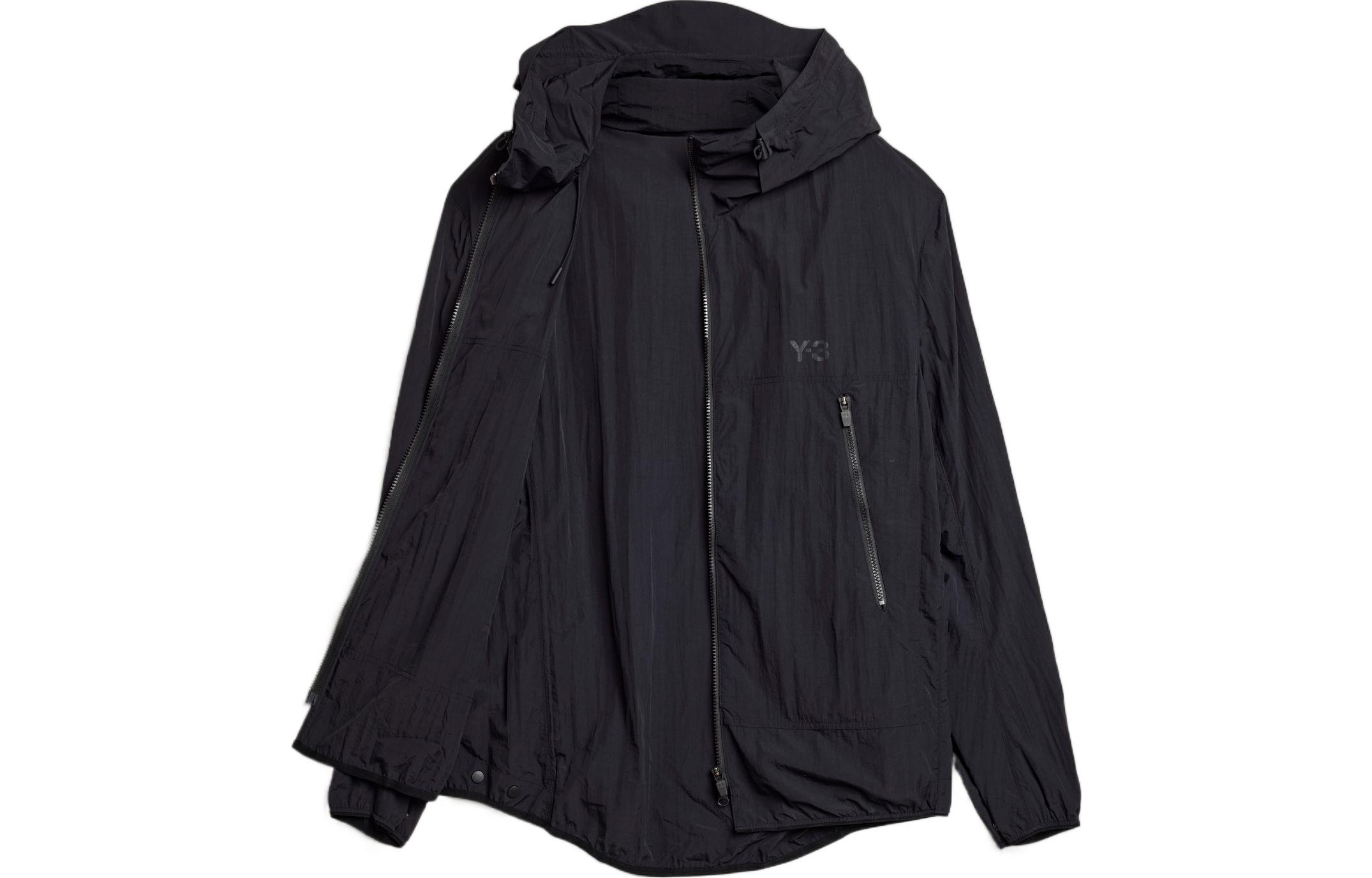 Y-3 SS22 Logo Print Hooded Jacket Black HG6097