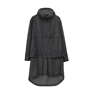 Y-3 SS22 Logo Print Hooded Transparent Parka Jacket Black HG8606