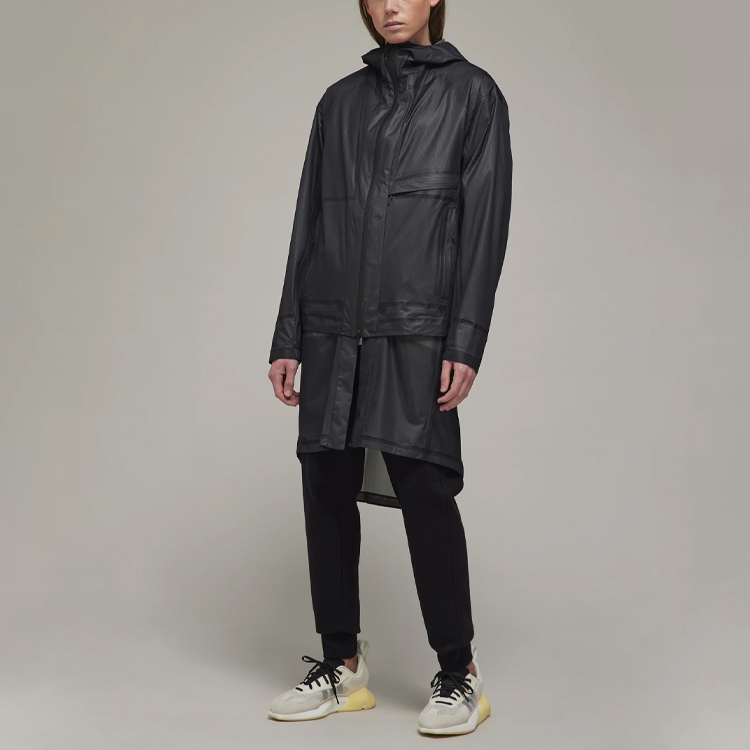 Lookbook Y-3 SS22 ロゴプリント フード付き 透明パーカージャケット ブラック HG8606