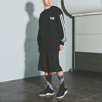 Lookbook Y-3 SS22 黑色條紋長袖Logo印花男女同款T恤 HG6073