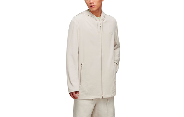 Y-3 SS22 Solid Color Hooded Drawstring Jacket White HG6240