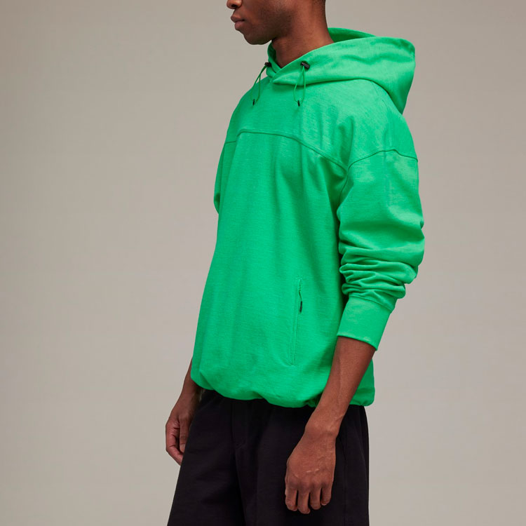 Purchase Y-3 SS22 Solid Color Logo Hoodie Green Long Sleeve Pullover HG6198