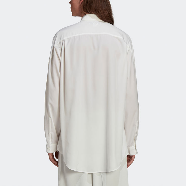 Shop Y-3 SS22 Solid Color Single-Breasted Long Sleeve Shirt Men’s White HG6087
